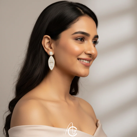 Beads Embroidered Earrings : Handmade