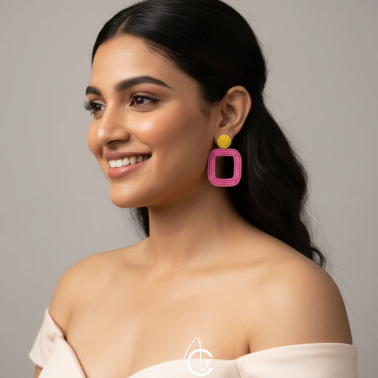 Beads Embroidered Earrings : Handmade