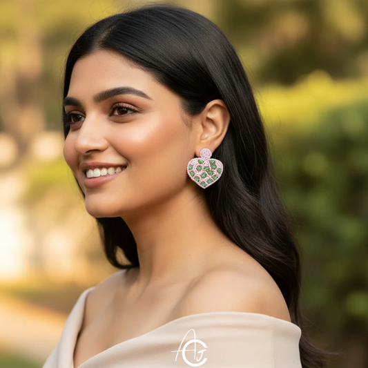 Beads Embroidered Earrings : Handmade