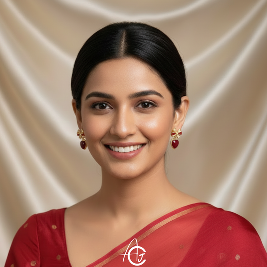 Bling Bow Maroon Earrings