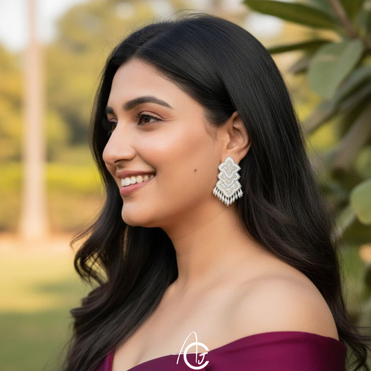 Beads Embroidered Earrings : Handmade