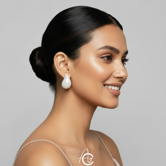 Tear Drop Rainbow Earrings White