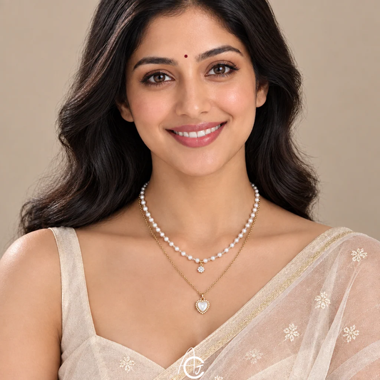 Pearl Layered Heart Necklace