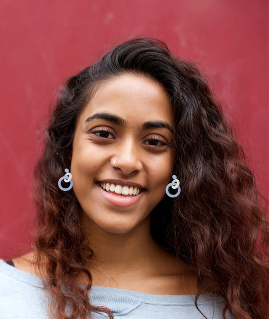 Beads Embroidered Earrings : Handmade