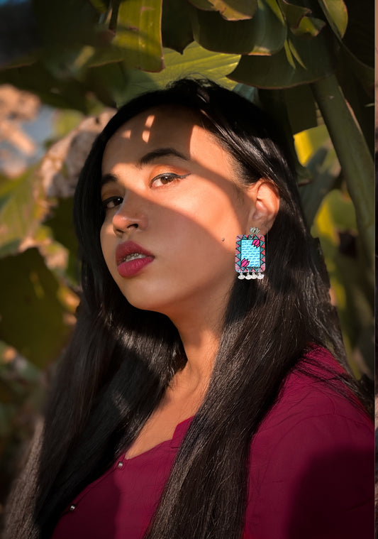 Statement Earrings, Handpainted : Handmade