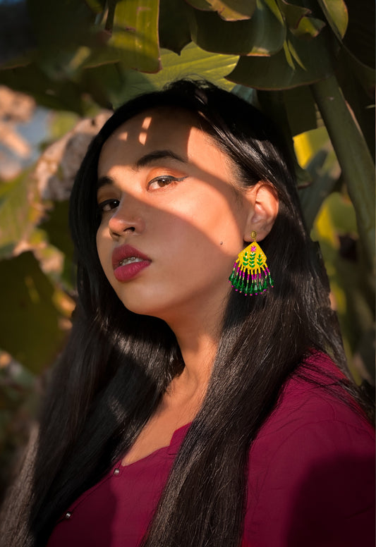 Handpainted Fabric Earrings : Handmade