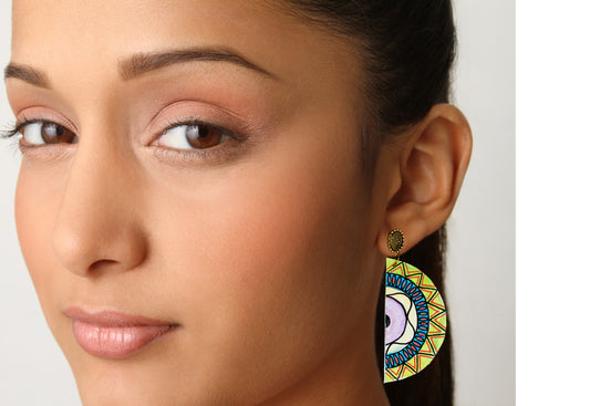 Statement Earrings, Handpainted : Handmade