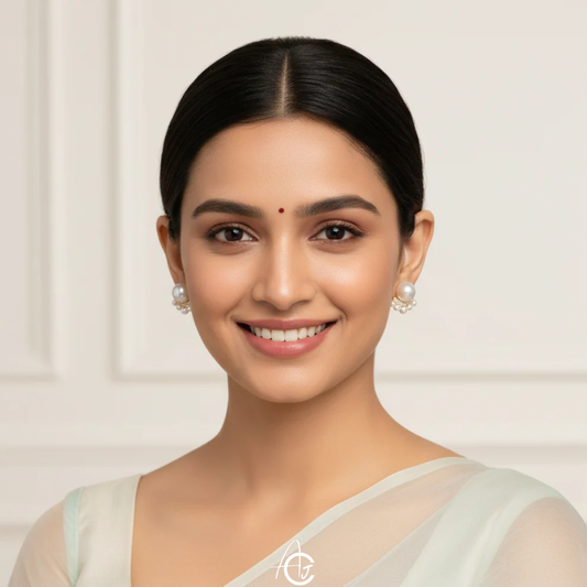 Pearl Bling Drop Earrings