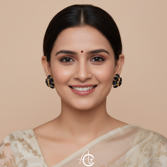 Flower Petal Earrings Black