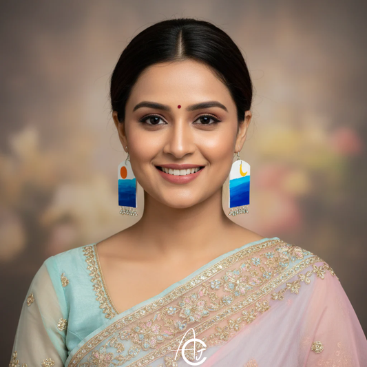 Satement Earrings, Handpainted : Handmade