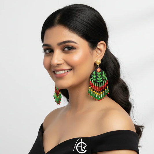 Handpainted Fabric Earrings : Handmade