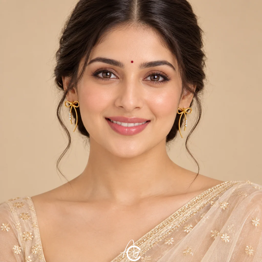 Golden Big Bow Earrings