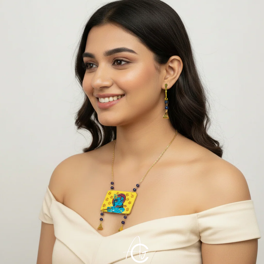 Statement Necklace Set, Handpainted : Handmade