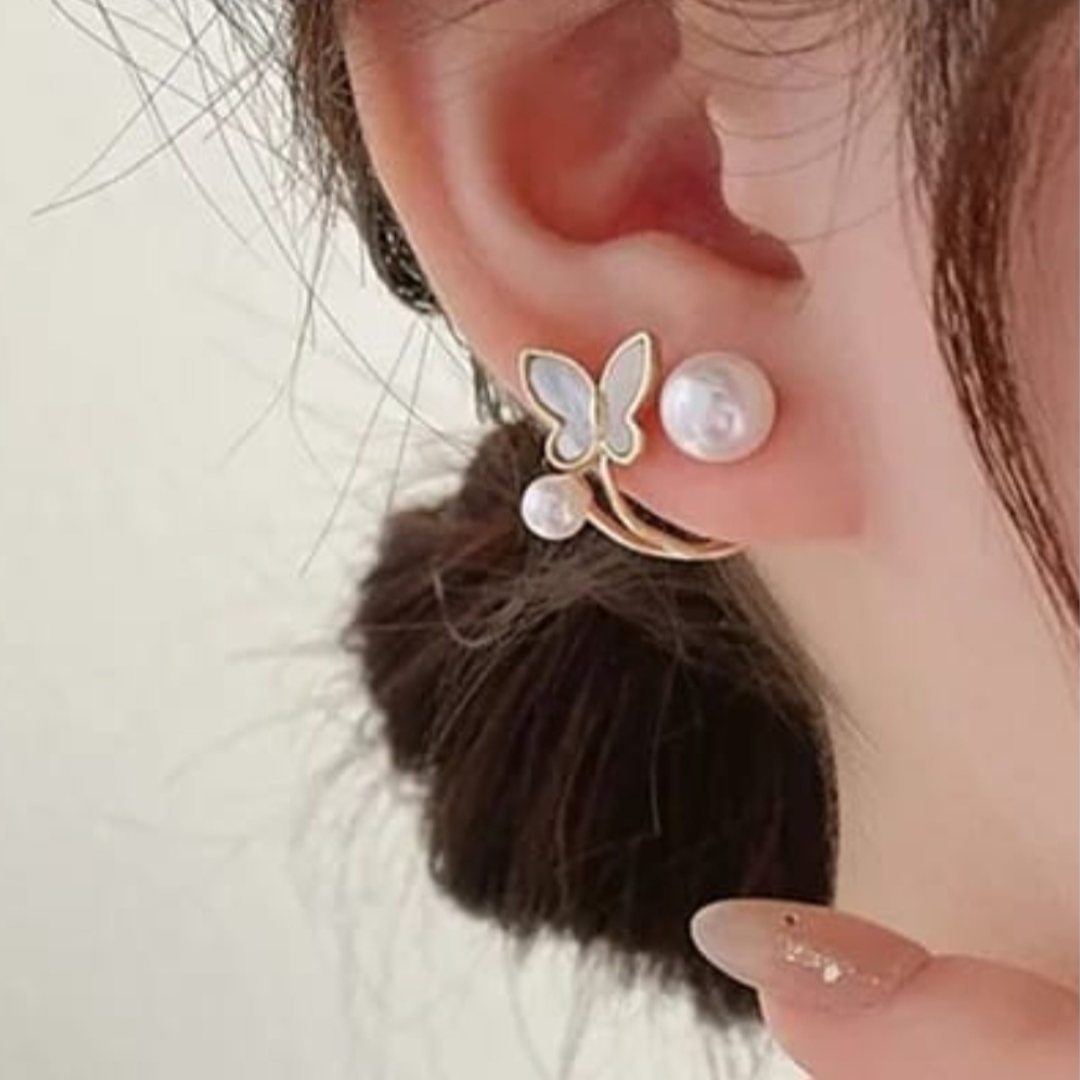 Butterfly Pearl Statement Earrings