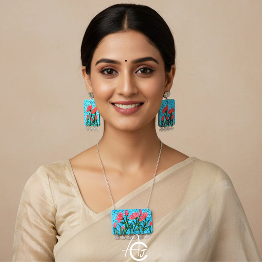 Statement Necklace Set, Handpainted : Handmade