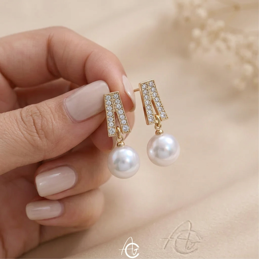 Drop And Pearl Earrings