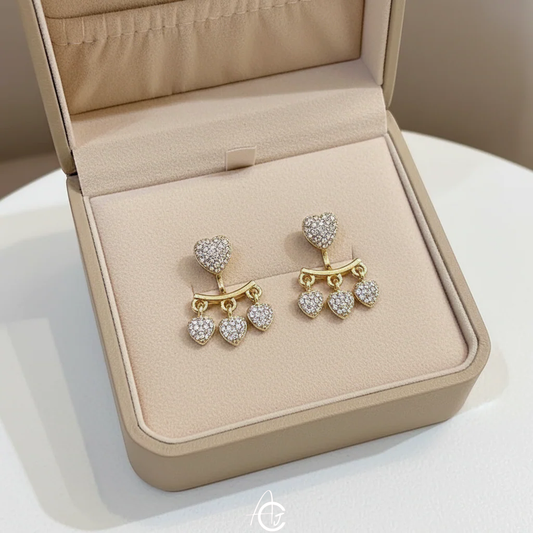Heart Drop Bling Earrings