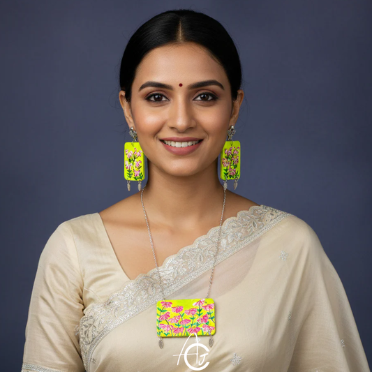 Statement Necklace Set, Handpainted : Handmade