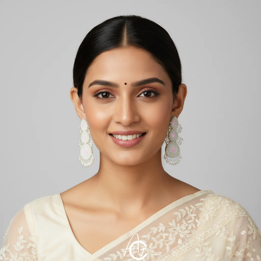 Beads Embroidered Earrings : Handmade