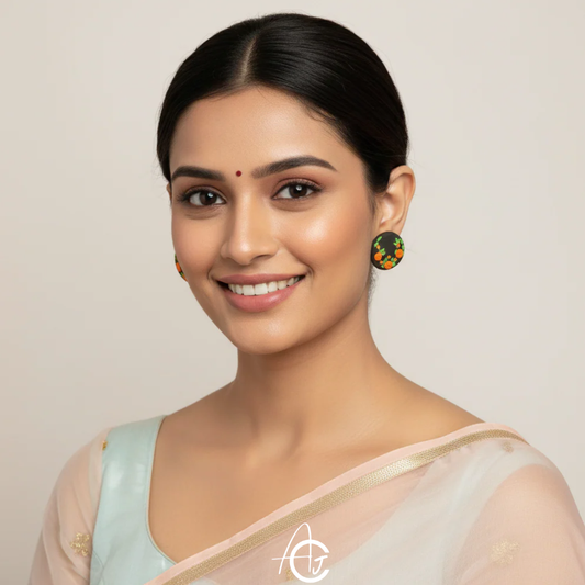 Embroidered Fabric Earrings : Handmade