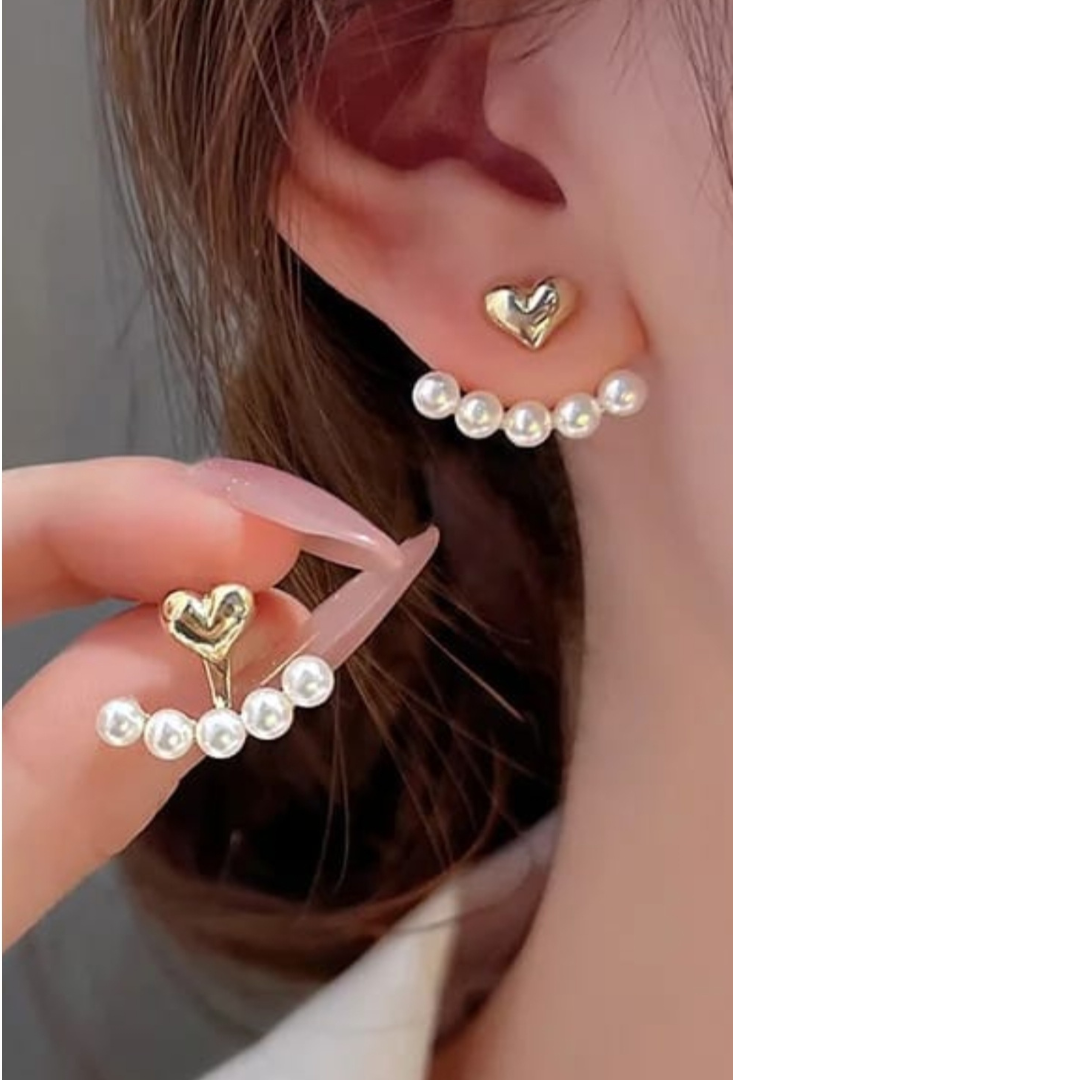 Pearl and Heart Statement Earrings
