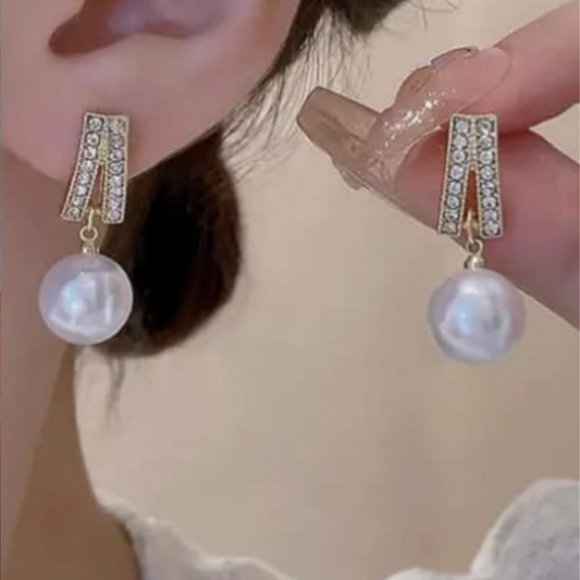 Drop And Pearl Earrings
