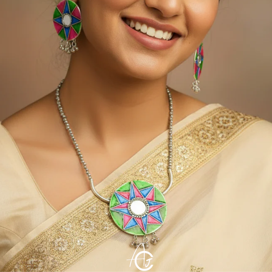 Statement Necklace Set, Handpainted : Handmade