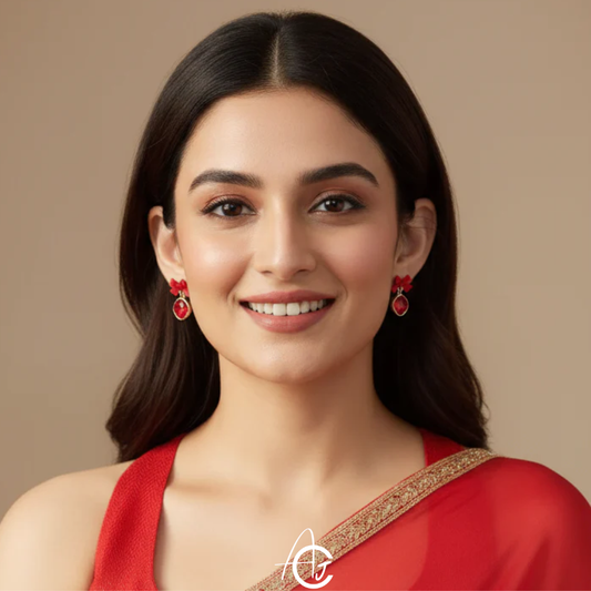 Bling Red Bow Earrings
