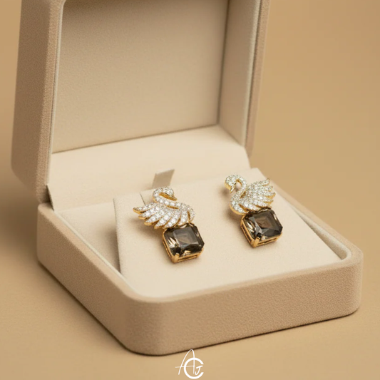 Bling Drop Black Studs Earrings
