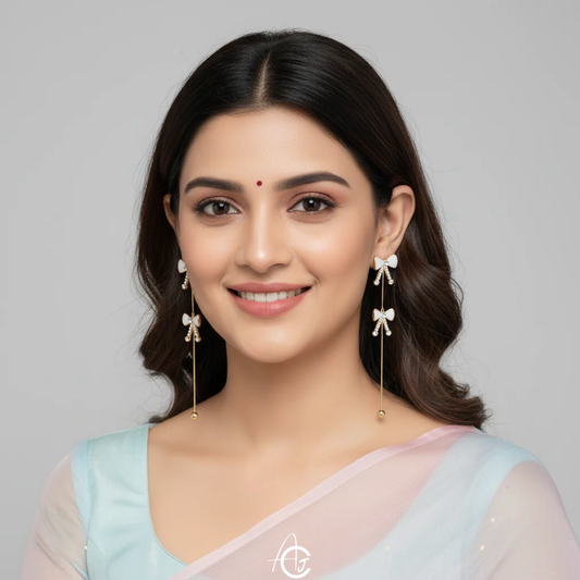 Bow Drop Bling Earrings