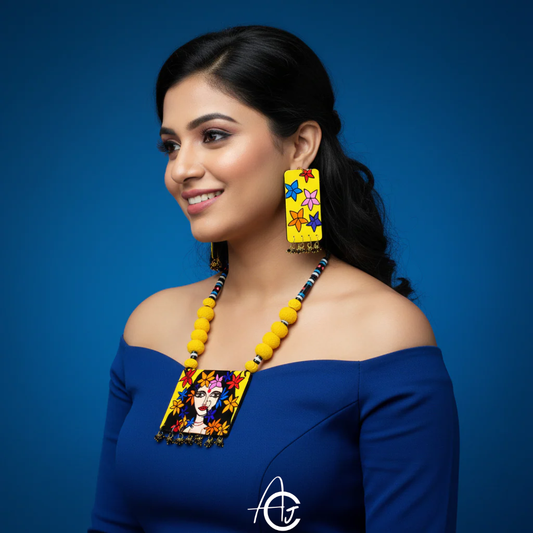 Statement Necklace Set, Handpainted : Handmade
