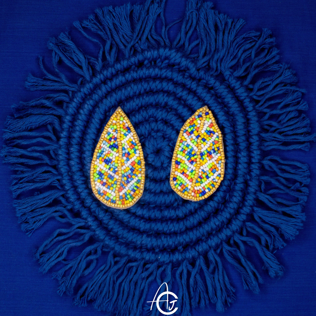 Beads Embroidered Earrings : Handmade