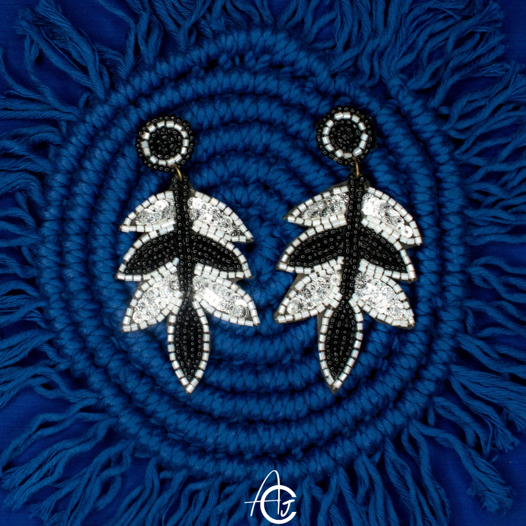 Beads Embroidered Earrings : Handmade