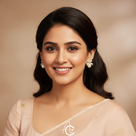 Bling Bow Pearl Earrings