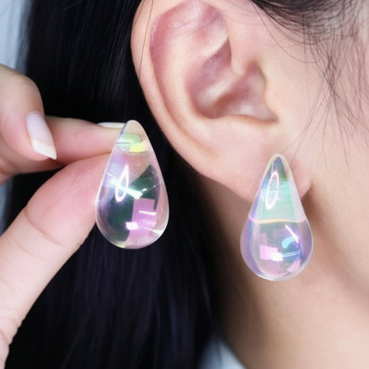 Tear Drop Rainbow Stud Earrings