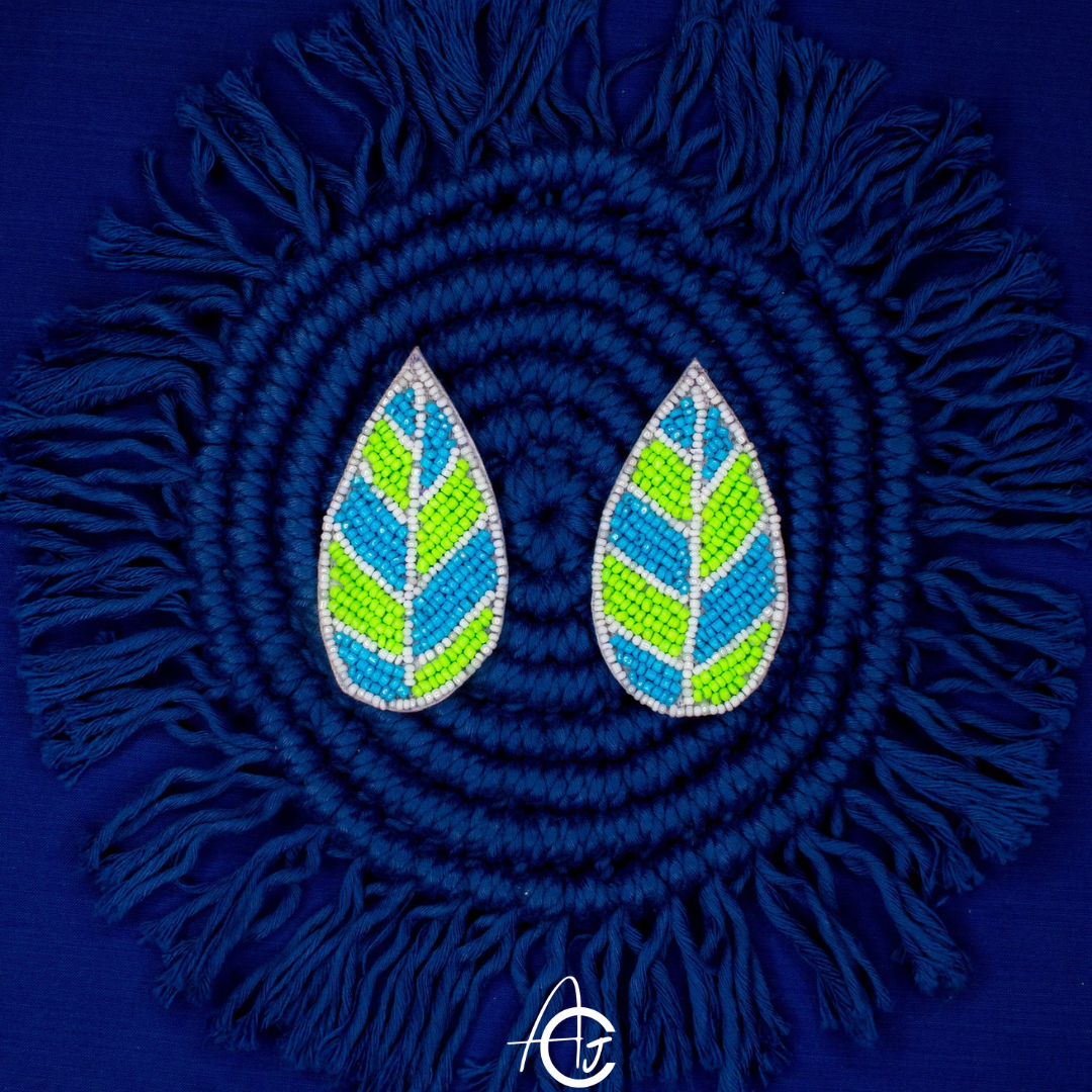 Beads Embroidered Earrings : Handmade