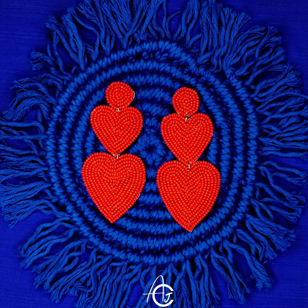 Beads Embroidered Earrings : Handmade