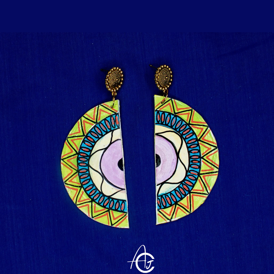 Statement Earrings, Handpainted : Handmade