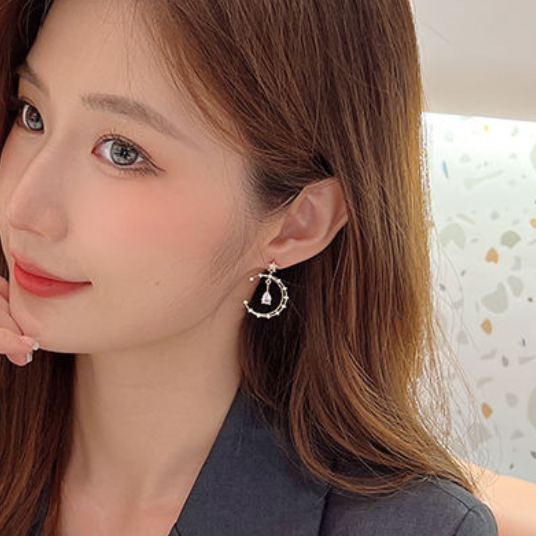 Bling Semicircle Drop Earrings