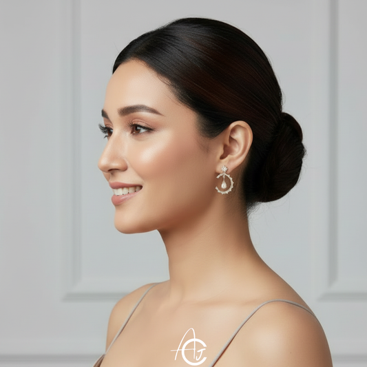 Bling Semicircle Drop Earrings