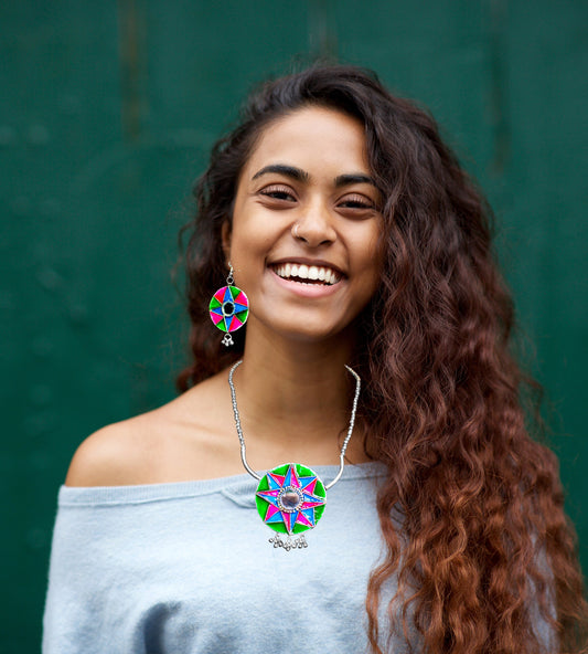 Statement Necklace Set, Handpainted : Handmade