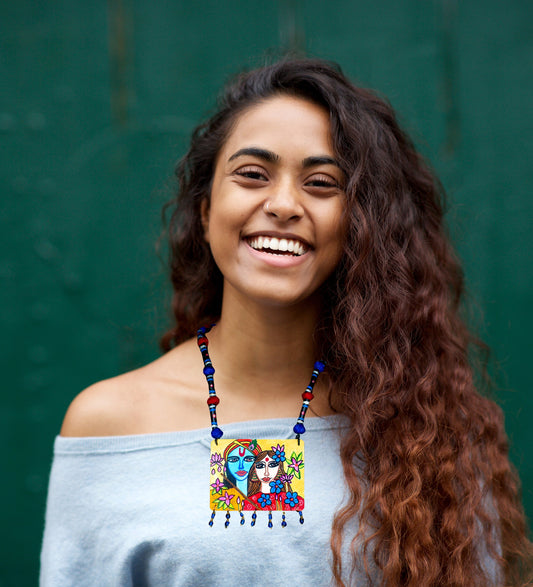 Statement Necklace, Handpainted : Handmade