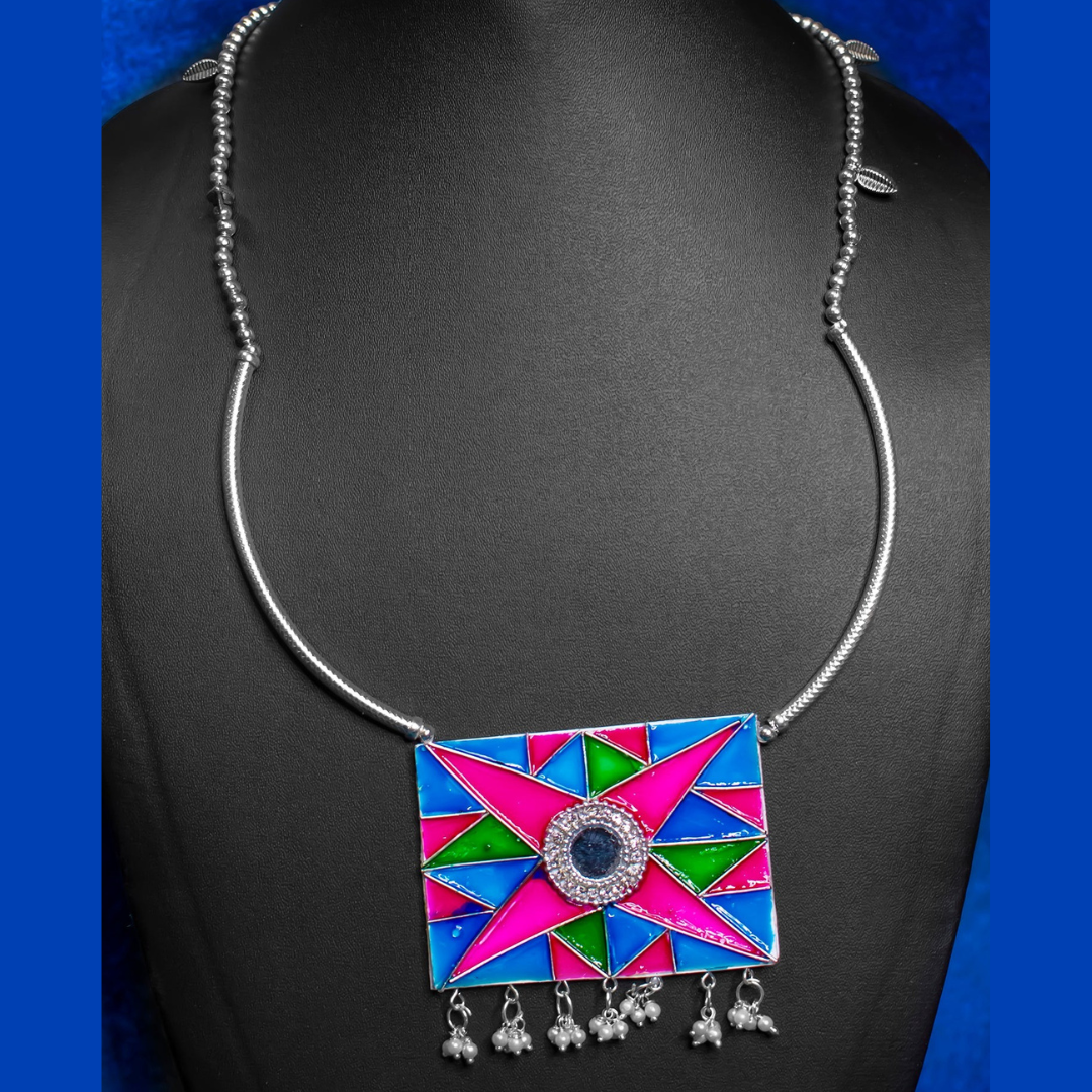Statement Necklace, Handpainted : Handmade