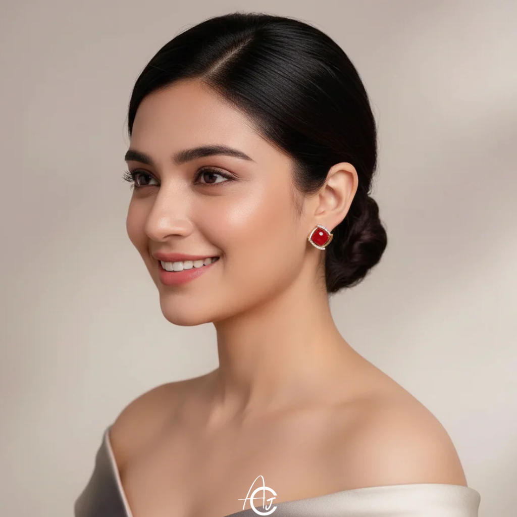 Statement Pearl Red Earrings