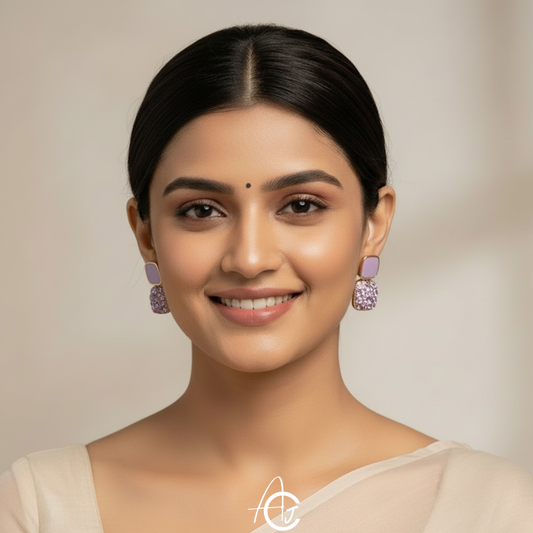 Bling Statement Purple Earrings