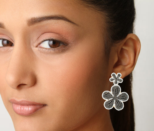 Beads Embroidered Earrings : Handmade