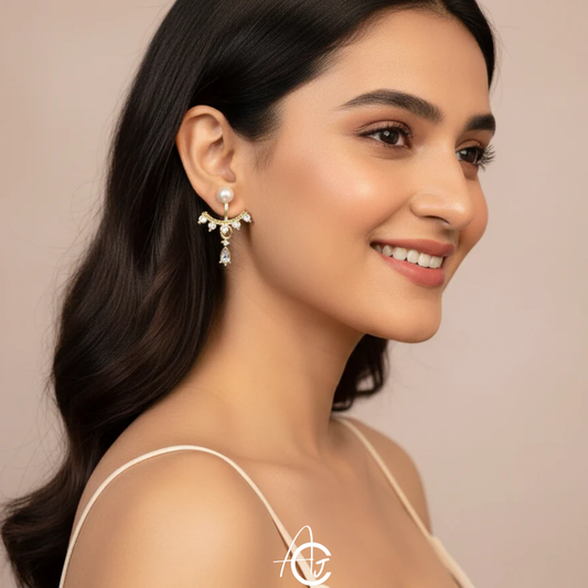 Pearl Bling Statement Earrings