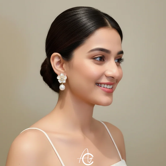 Pearl and Flower Earrings