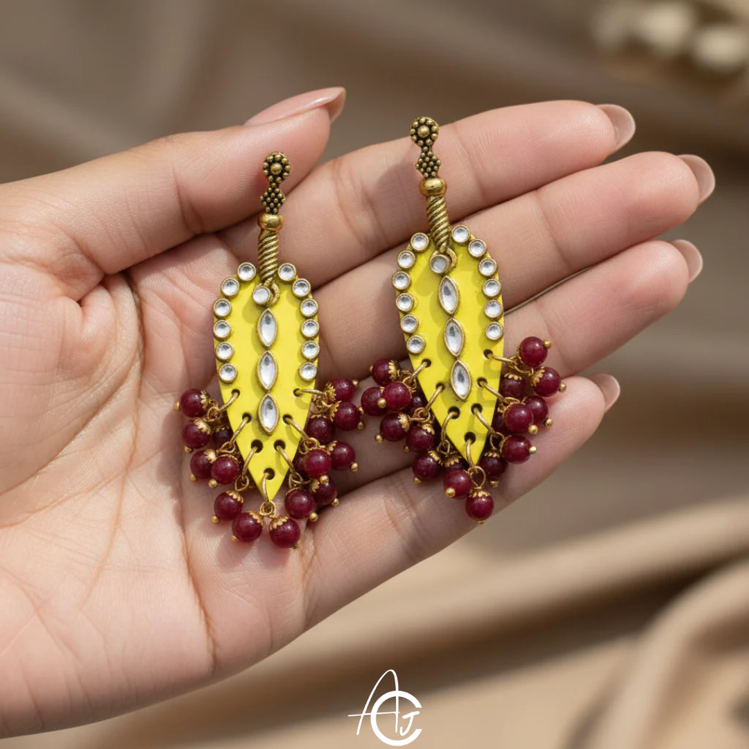 Statement Earrings, Handpainted : Handmade