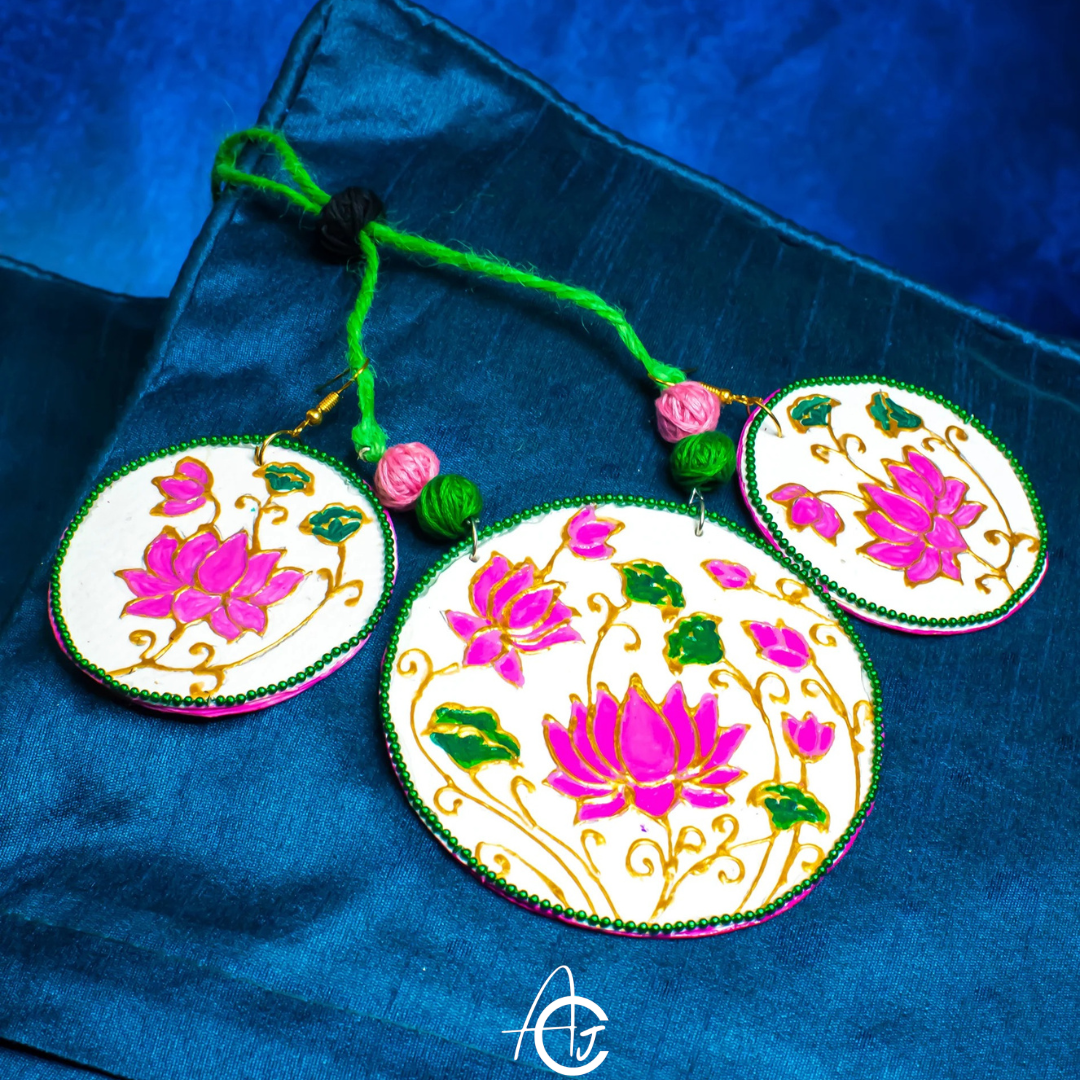 Statement Necklace set, Handpainted : Handmade